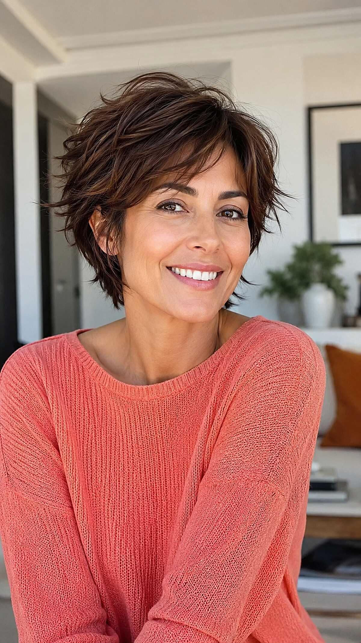 Modèle tournage coiffure ; coupe mi-courte